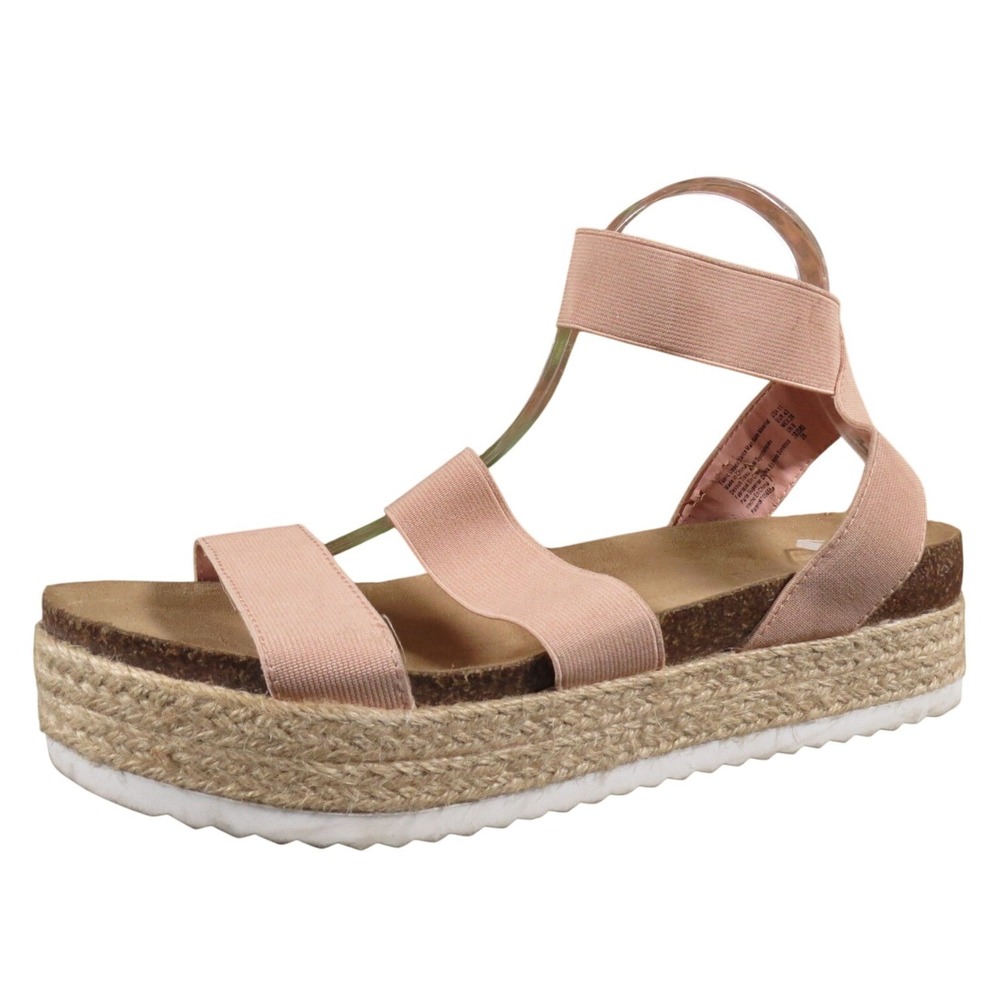 Report Womens 11 Blush Elastic Strap Espadrille Platform Casual Sandals‎